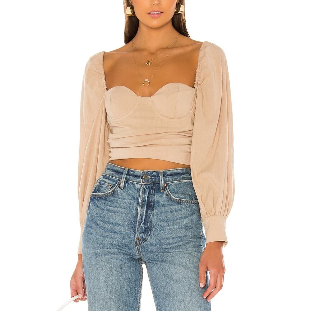 Majorelle Ruched Beige Emily Top Size XS